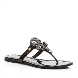 Tory Burch black patent miller slides sz 11